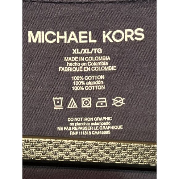 Michael Kors Mens Navy Blue Signature Logo Graphic T Shirt Xl - Picture 7 of 7